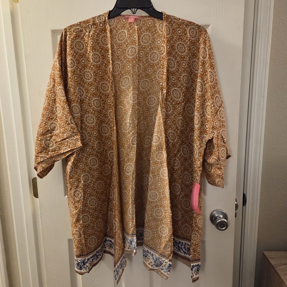 Woman Within sz 1X lightweight rayon cardigan jacket topper boho peasant artsy